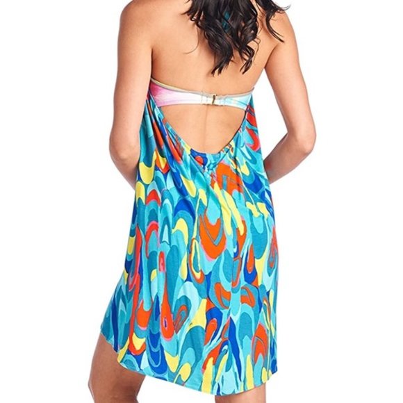 NEW Trina Turk Sarong Swim Cover Up Bright Multicolored Fun On Trend - Picture 8 of 10